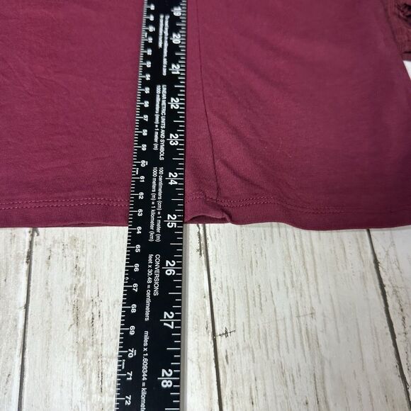 J Crew Ruffle Shoulder Top Womens Large L Burgundy Jacquard Sleeves Peasant - Picture 11 of 12